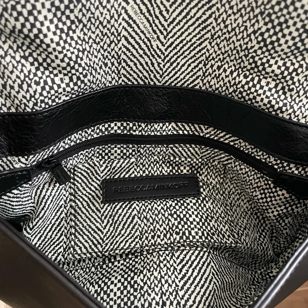 Rebecca Minkoff Black Leather Quilted Chain Strap Shoulder/Crossbody Bag - Picture 12 of 16